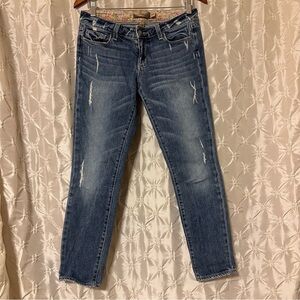 Paige Skyline Ankle Peg Mid-Rise Skinny Jeans Distressed